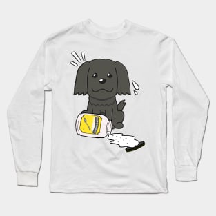 Cute black sheepdog spilled mayonnaise Long Sleeve T-Shirt